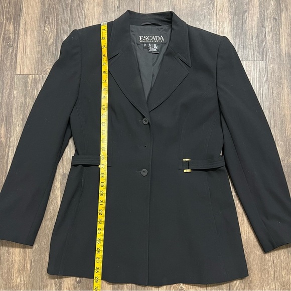 Escada Margarethe Ley Wool Fitted Belted Black Blazer Evening Jacket Party Vtg M - Picture 14 of 15